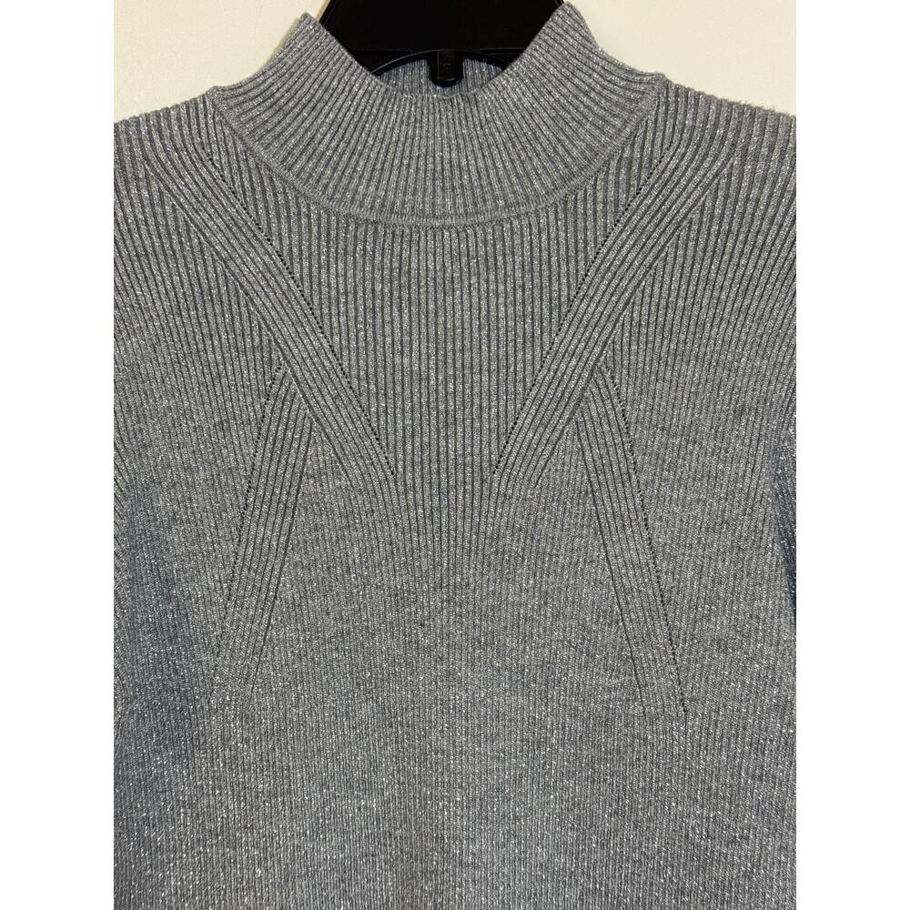 NWT Steve Madden, XL Silver And Gray Dressy Glittery Long Sleeve Turtleneck - Picture 3 of 6